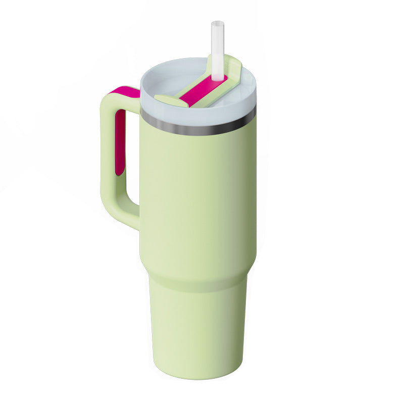 40oz Stainless Steel Tumbler with Straw & Handle
