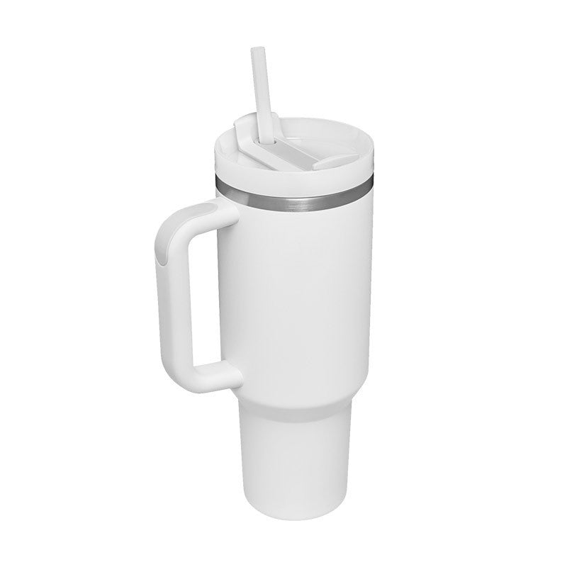 40oz Stainless Steel Tumbler with Straw & Handle