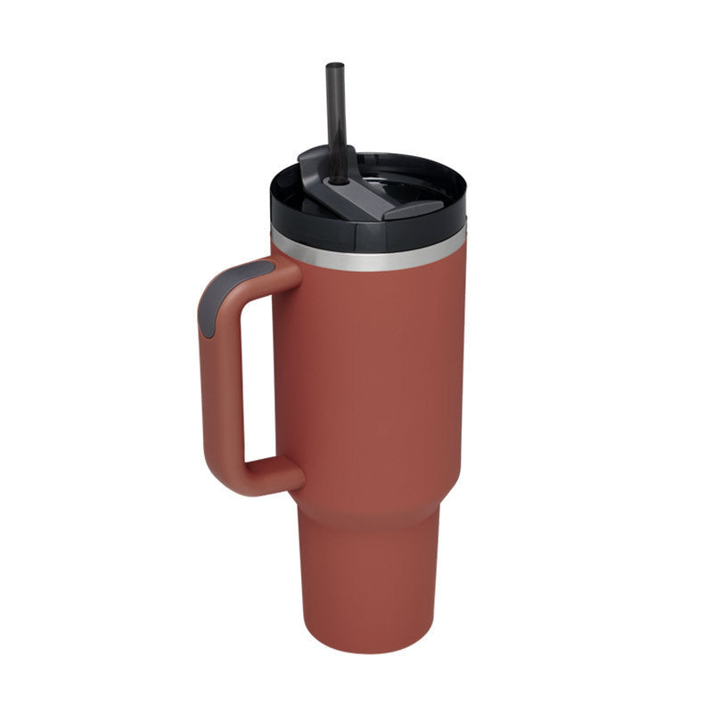 40oz Stainless Steel Tumbler with Straw & Handle