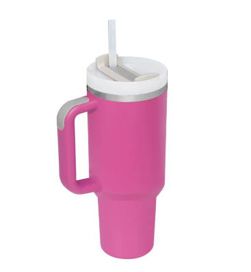 40oz Stainless Steel Tumbler with Straw & Handle