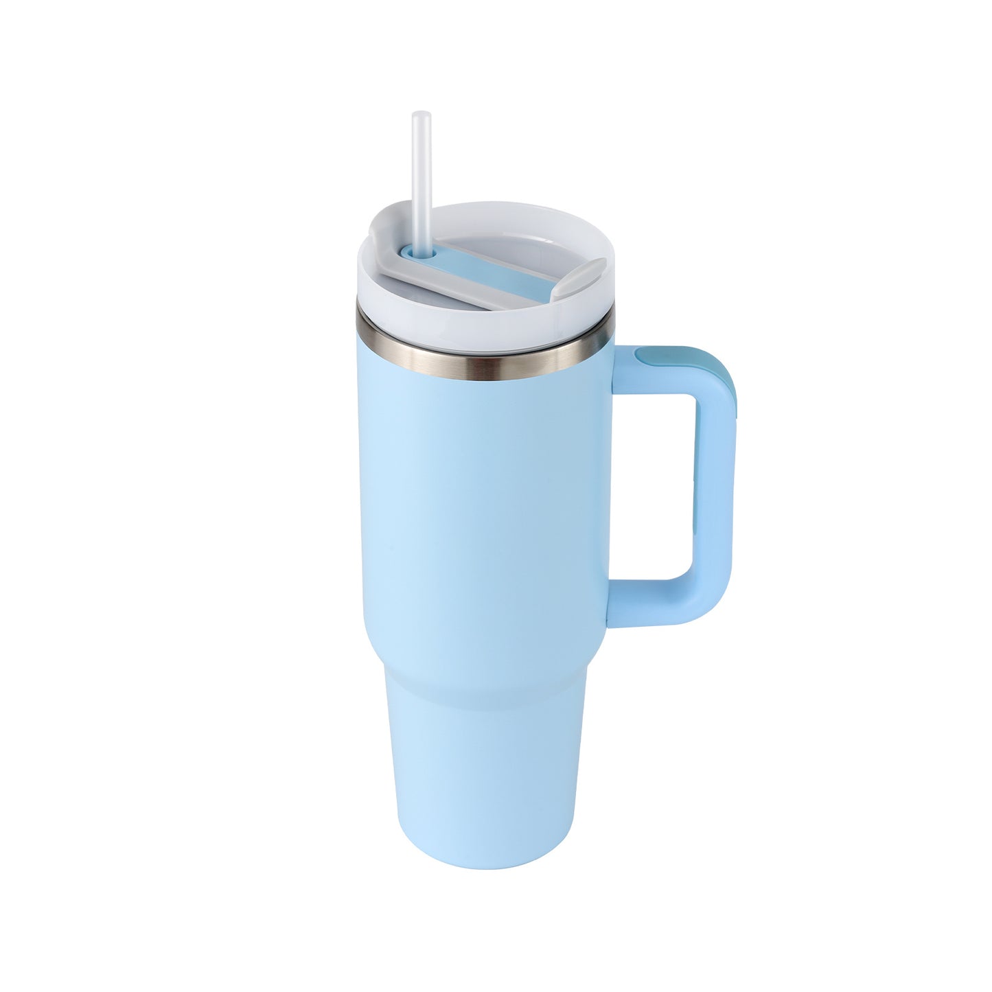 40oz Stainless Steel Tumbler with Straw & Handle