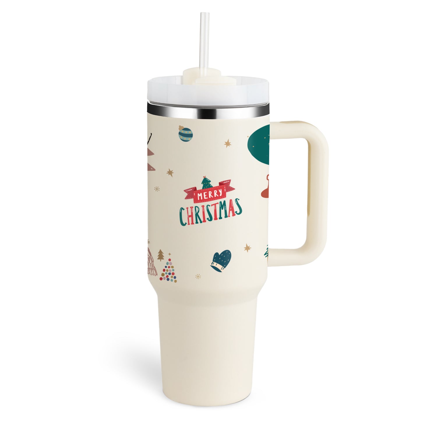 40oz Stainless Steel Tumbler with Straw & Handle