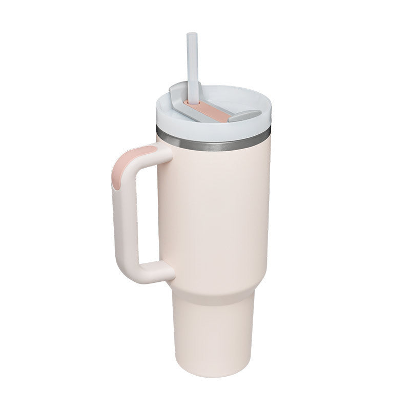 40oz Stainless Steel Tumbler with Straw & Handle