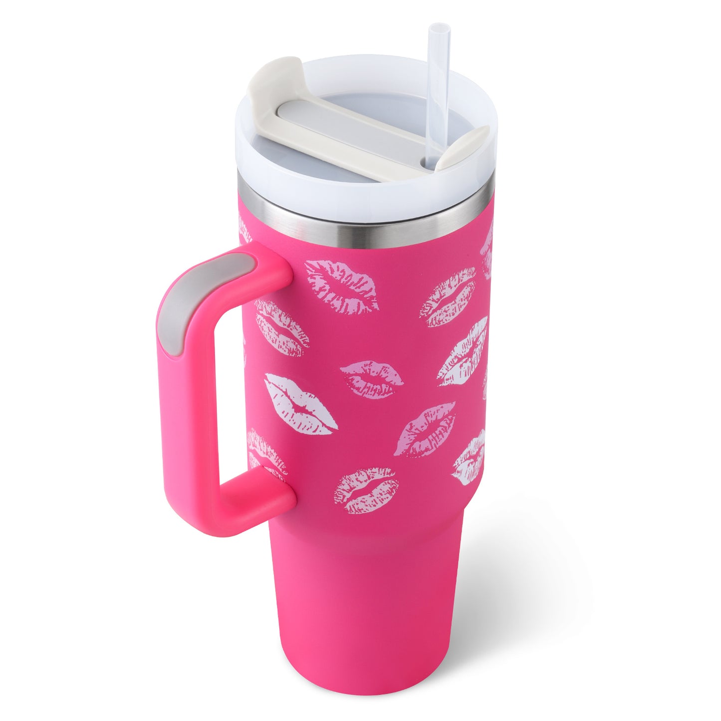 40oz Stainless Steel Tumbler with Straw & Handle