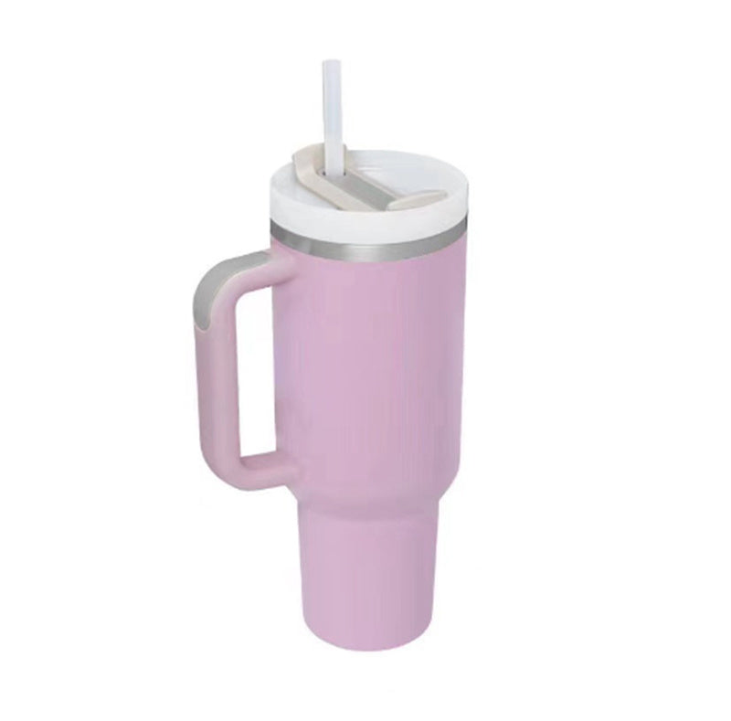 40oz Stainless Steel Tumbler with Straw & Handle