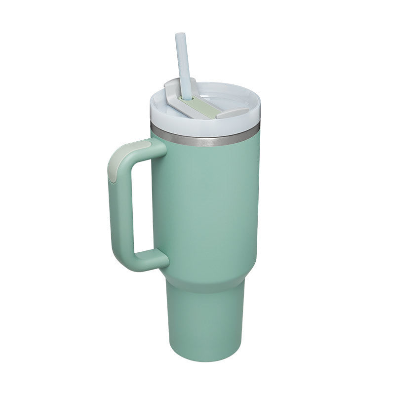 40oz Stainless Steel Tumbler with Straw & Handle