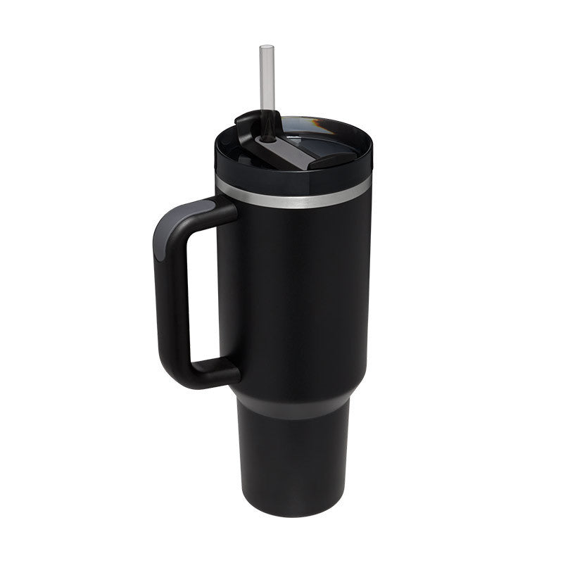 40oz Stainless Steel Tumbler with Straw & Handle