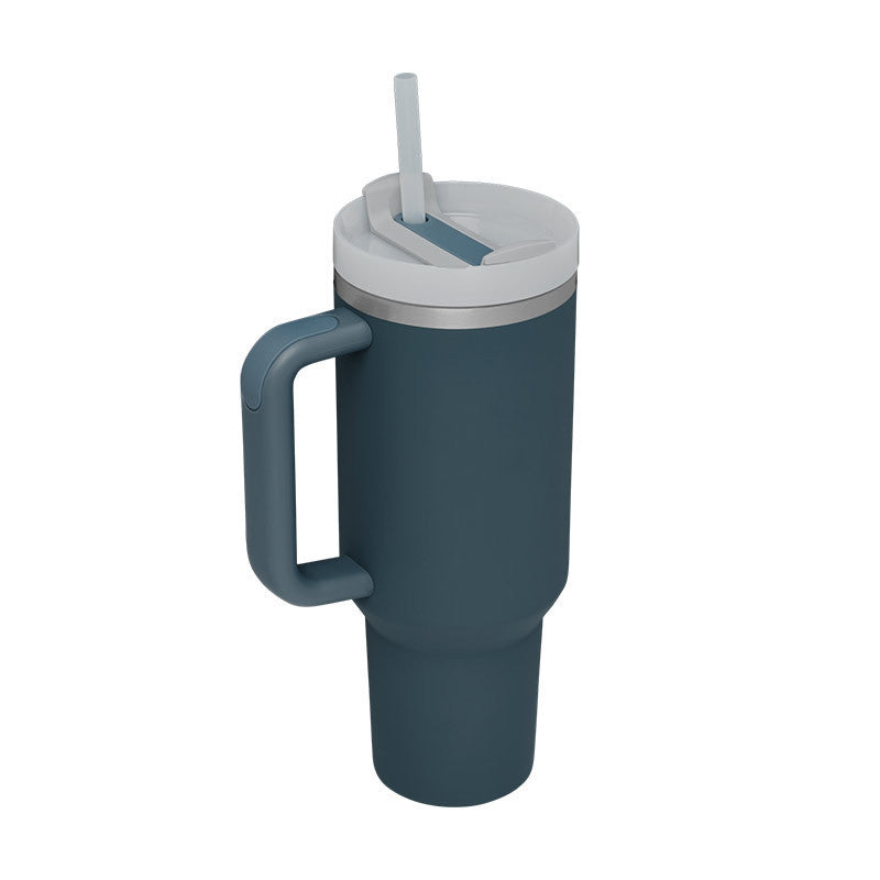 40oz Stainless Steel Tumbler with Straw & Handle