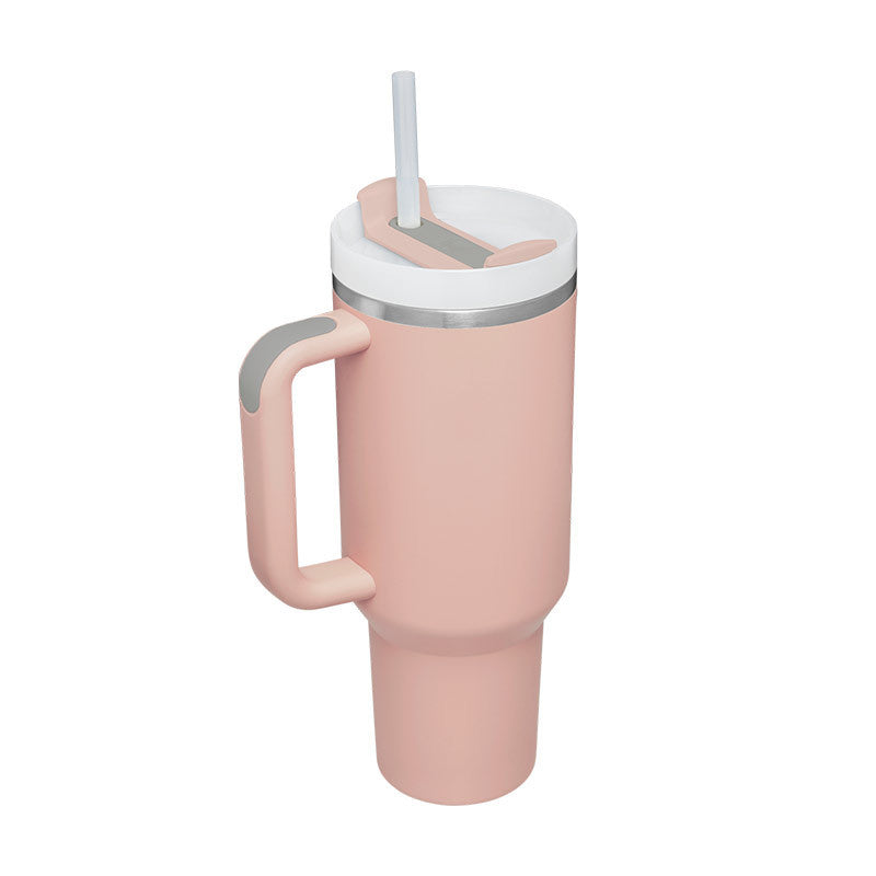 40oz Stainless Steel Tumbler with Straw & Handle