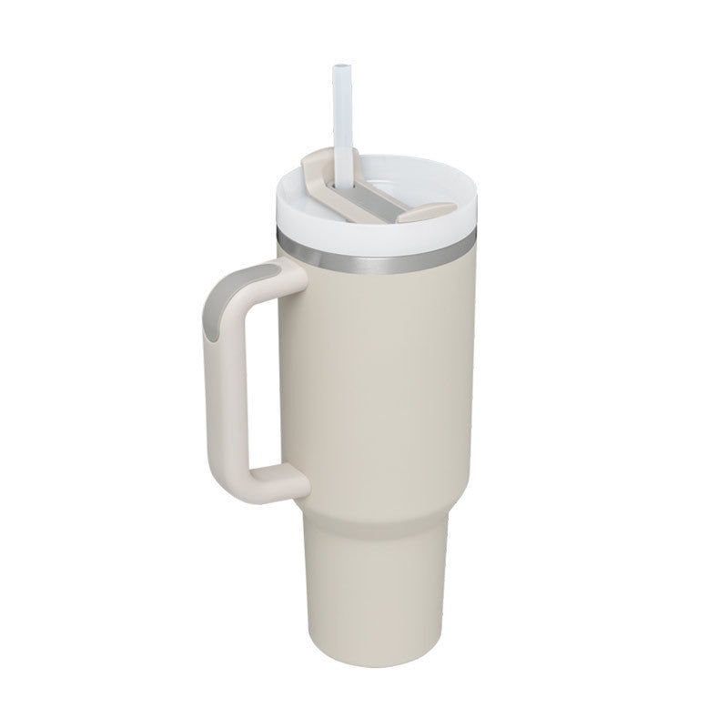 40oz Stainless Steel Tumbler with Straw & Handle
