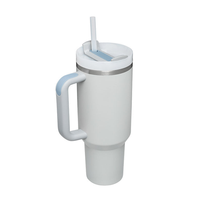 40oz Stainless Steel Tumbler with Straw & Handle