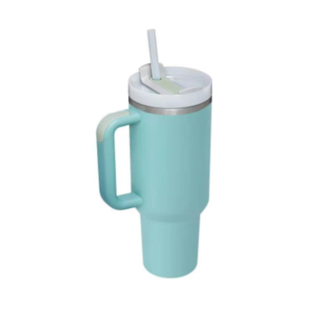 40oz Stainless Steel Tumbler with Straw & Handle